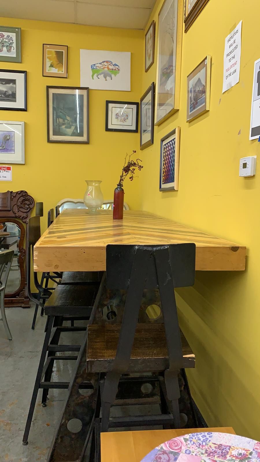 Custom built high Top table with iron chairs
