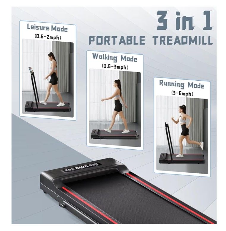 Sperax Treadmill,Walking Pad,Under Desk Treadmill,3 in 1 Folding Treadmills,Treadmills for Home,Black Red