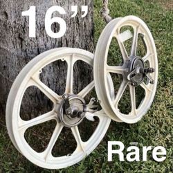 Super Rare!  Drum Brake 16” Mags, Vintage BMX, 16x1.75, Scooter, Freestyle, You Will Never See Another Bike With The Same Wheels , Located In LaHabra 