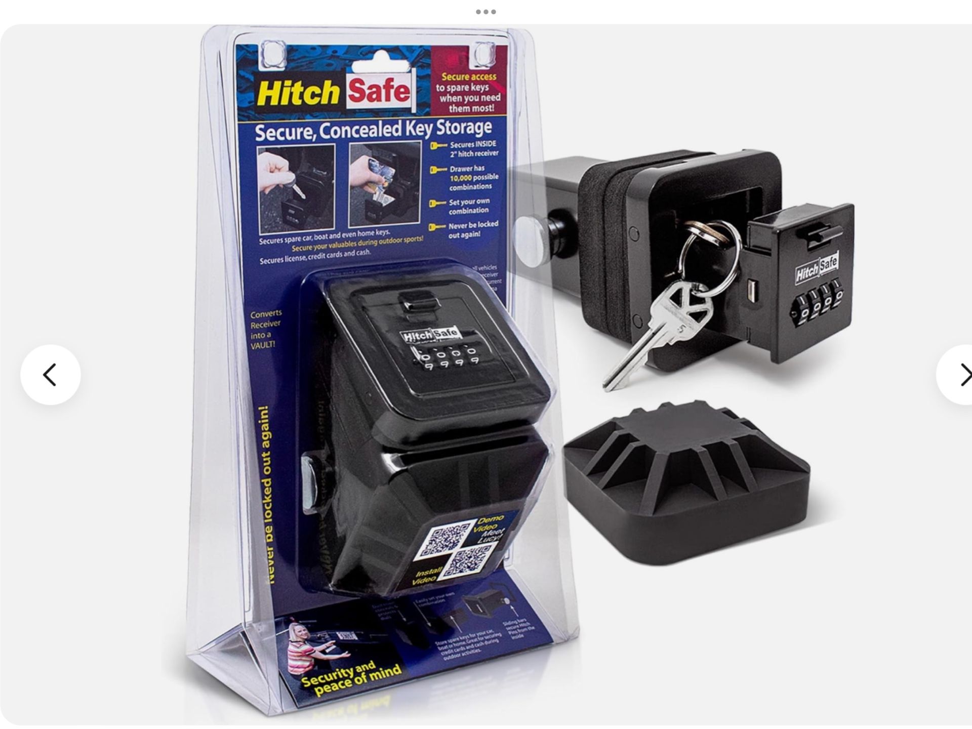 HitchSafe Trailer Hitch Receiver Solid Metal Safe Combination Key And Other Stuff Storage Box. Trucks, ATVs With A Hitch Christmas Gift