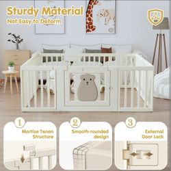Baby Playpen Baby Fence Safety Play Yard Toddler Activity Center with Gate