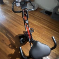 HAPBEAR Folding Exercise Bike Magnetic Foldable Stationary Bike, 3 in 1 Mode Indoor Upright Fitness Workout X-Bike with 8-Level Resistance and Arm Res