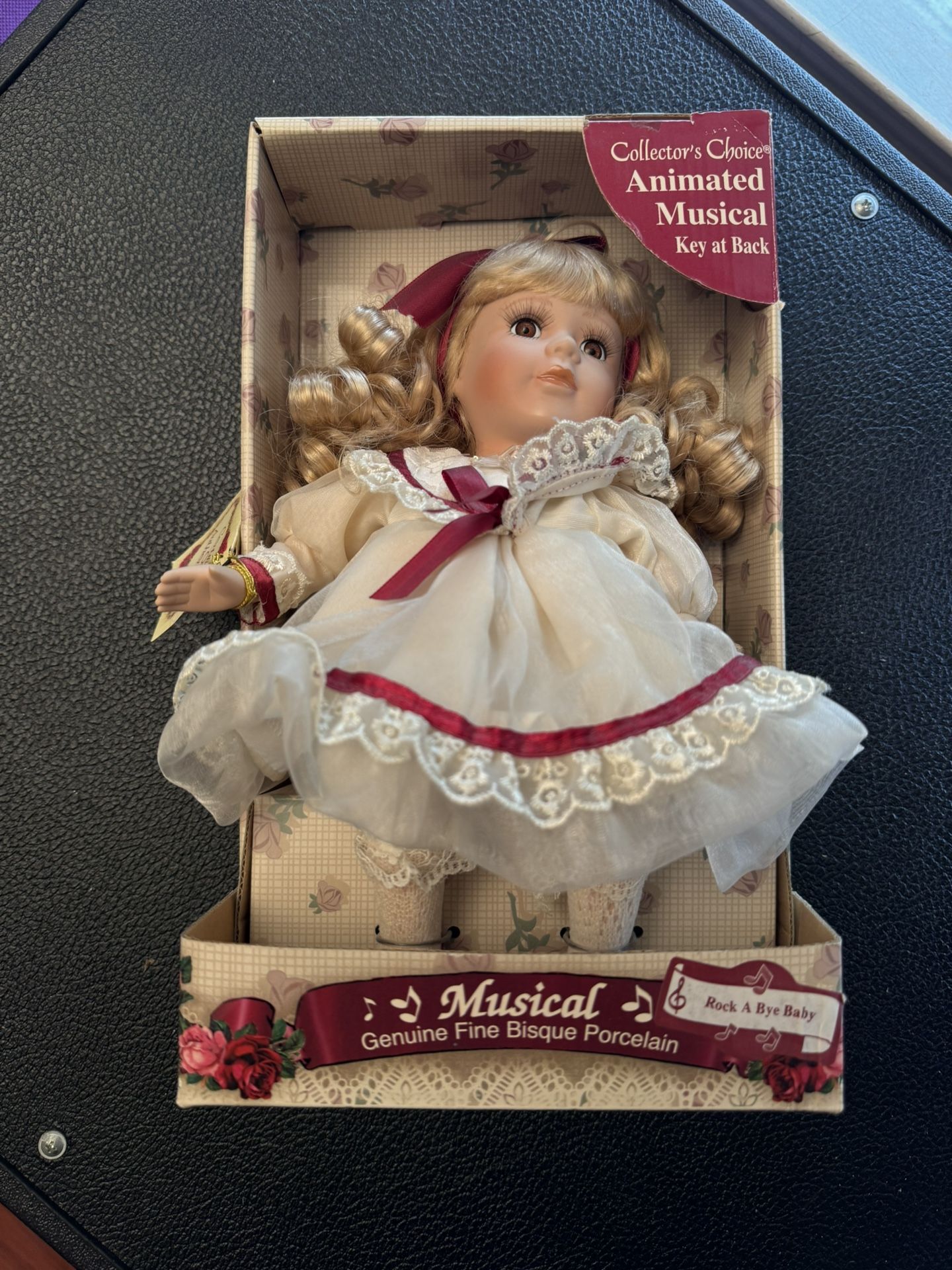 NEW! Collector's Choice Porcelain Musical Doll 11.5" Tall Play Rock A Bye Baby