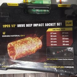 KJE 11 PCS 1/2” drive deep impact socket set