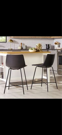 SALE!!! 2-Pc Counter Height Upholstered Bar Stools — Modern, Comfy, Easy-Cleaned