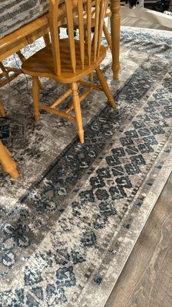 Gray and Blue Distressed Area Rug