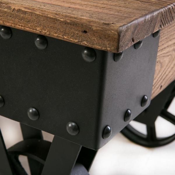 Harper & Bright - Brown/Black Medium Rectangle Wood Coffee Table with Casters
