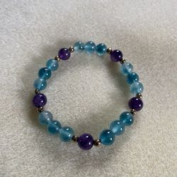 Bracelet Handcrafted Amethyst Pyrite And Jade One Of A Kind