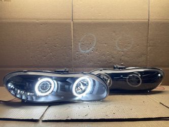 #OH70 98-02 Chevy Camaro Halo LED Black Halogen Headlight Pair 