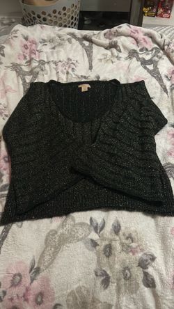 Black Metallic Shimmer Knit Sweater