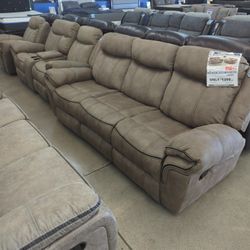 Sorrento Brown Reclining Sofa AND Loveseat 