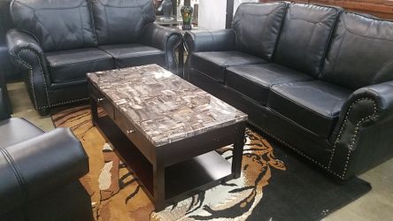 Sofa /love/ chair black air leather