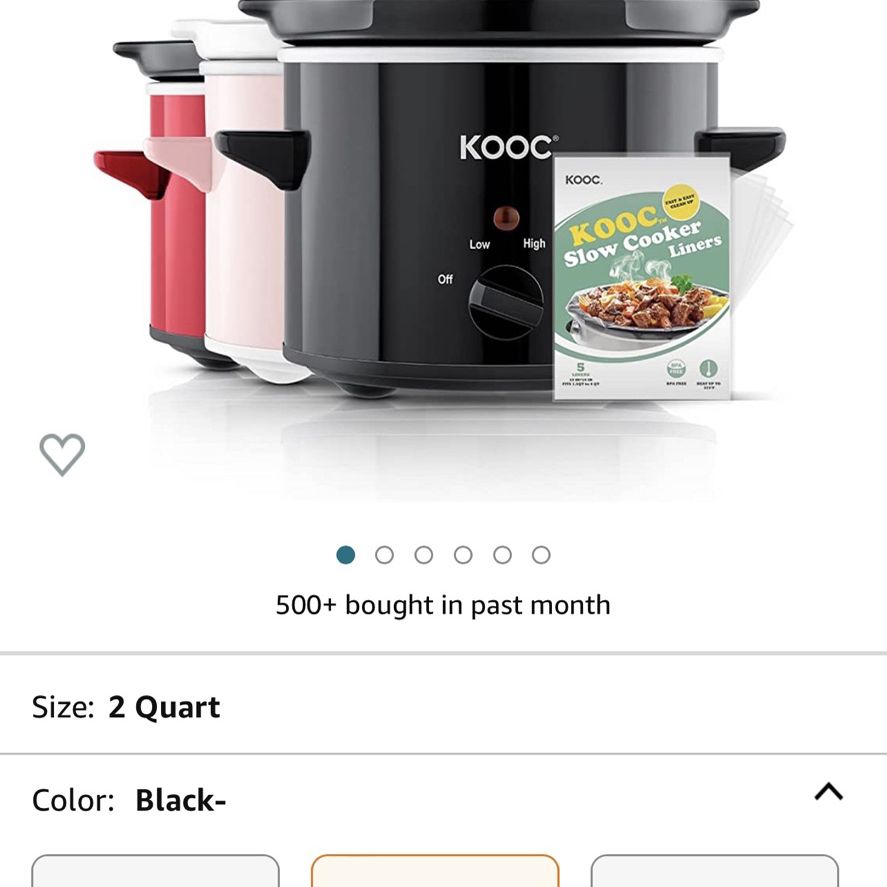  KOOC Small Slow Cooker, 2-Quart, Free Liners Included for Easy  Clean-up, Upgraded Ceramic Pot, Adjustable Temp, Nutrient Loss Reduction,  Stainless Steel, Red, Round: Home & Kitchen
