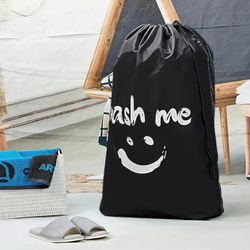 1pc Printed Laundry Storage Bag With Drawstring Design At The Mouth Of The Bag, Laundry Room Storage Bag, Laundry Room Accessories, Laundry Room Decor