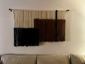 Large Handmade Boho Macramé Wall Hanging (Black, Brown, Cream colored) – Modern Fiber Art