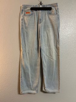 Mens Empyre light blue baggy relax fit embroidered Skate Jeans pants size 32