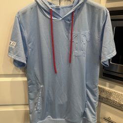 Texas Rangers Powder Blue Short Sleeve Hoodie Sweatshirt Fan Giveaway