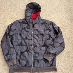 Quiksilver Sz XL Men - Hooded Geometric Print Insulated Jacket