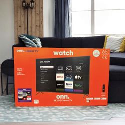 HD371 65” Onn smart 4k led Uhd tv floor model display
