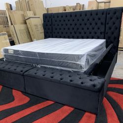 New In Box King Bed Frame With New Mattress (Read Description Below)