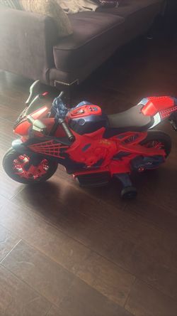 Spider-Man 6V Kids Ride-On Motorcycle with Lights, Sounds, and Training Wheels