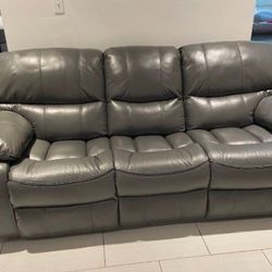 GRAY LEATHER 2 PIECE RECLINING SOFA AND LOVESEAT SETS ONLY $999