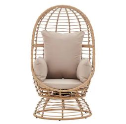 Wicker Outdoor Patio Egg Chair Basket Lounge Swivel Seat Chair with Beige Cushion
Capacity (280lb)