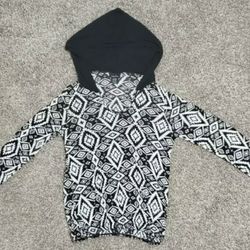 Women's Rue21 Hooded Long Sleeve Shirt Size S Black White