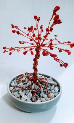 #8 Red Dyed Bamboo Coral Tree of Life