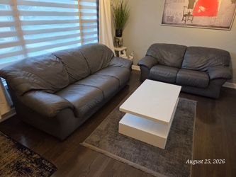 Leather Couch with Table
