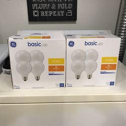 2 Four Packs Of GE 40 Watt LED Round Lightbulbs