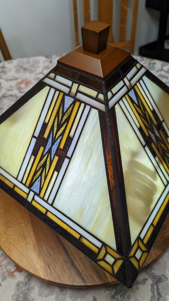 Stained Glass Hanging Lamp Fixture Mission Style