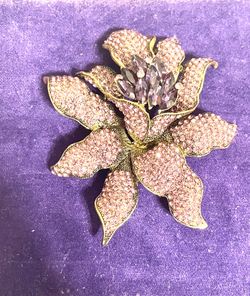Vintage Rhinestone Orchid Brooch