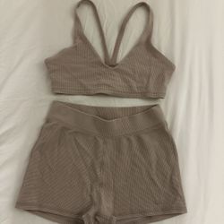 Alo Yoga Waffle Bra Shorts Set S