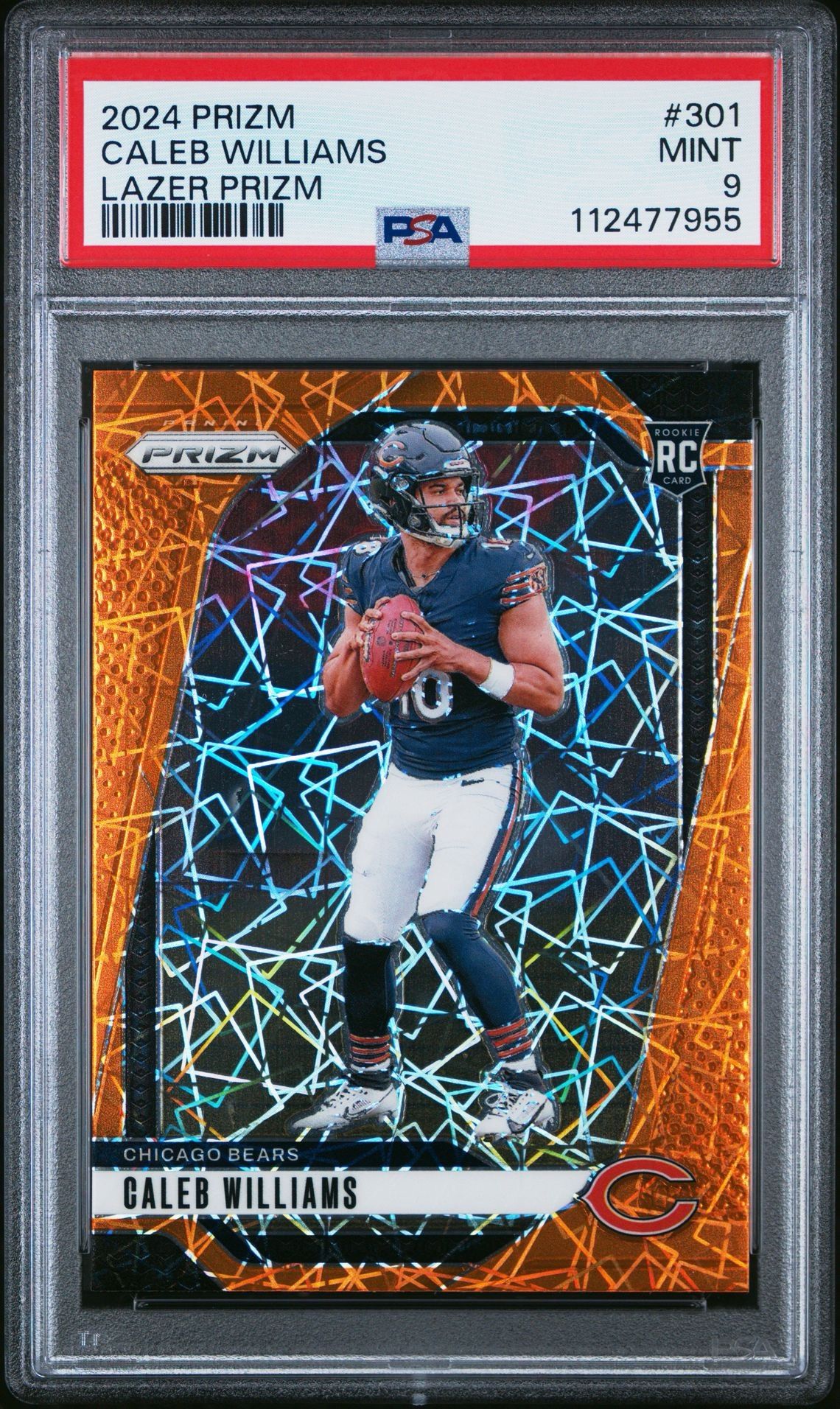 2024 Prizm Caleb Williams Orange Lazer Rookie PSA 9 Chicago Bears