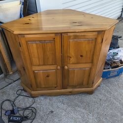 Solid oak corner cabinet