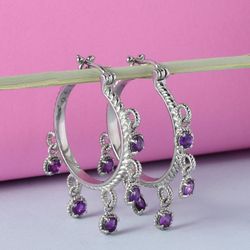 Amethyst Chandelier Hoop Earrings 