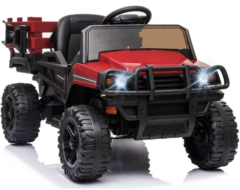 🔴⚫️!!BRAND NEW 12V LUXURY REMOTE CONTROL Electric Kid Ride On Car PowerWheels Truck w/ Trailer with LED Lights Shovel and openable doors