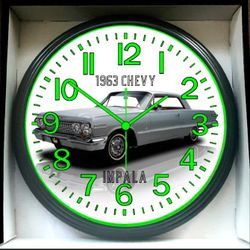 1963 Chevy Impala SS Glow In The Dark Wall Clock New!