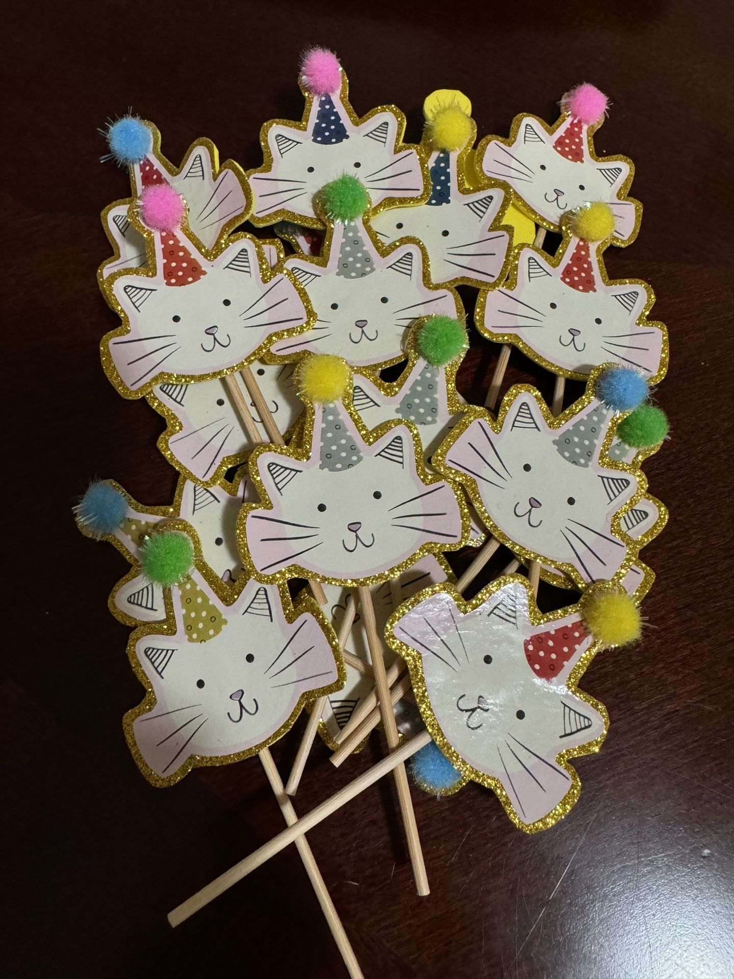 Cupcake Toppers Cat Party 19pcs