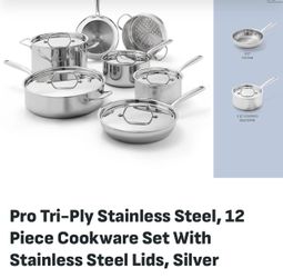 T-fal Pro Tri Ply Stainless Steel 12 Piece Cookware