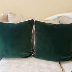 CB2 Emerald Green Velvet Throw Pillows (2)