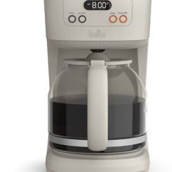 bella 12 Cup Programmable Drip Coffee Maker with Glass Carafe, Oatmilk (leer descripción)