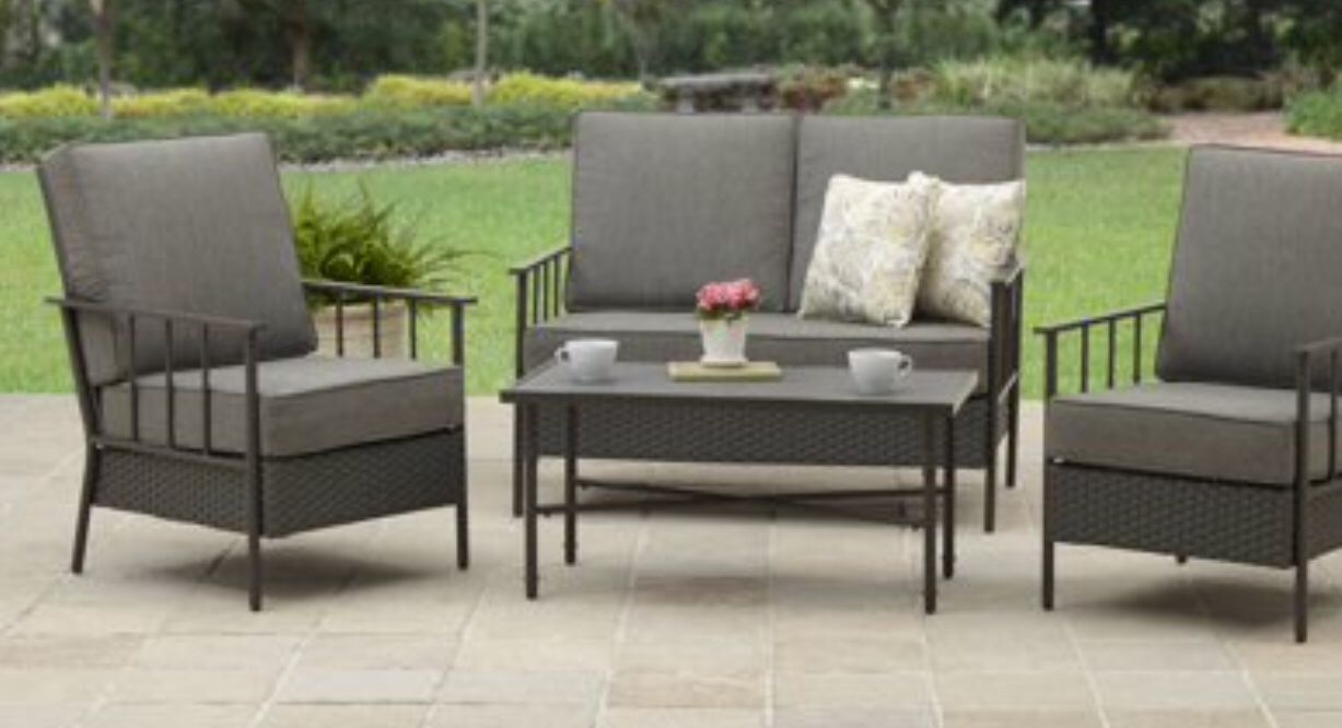 New!! 4 pc cushioned outdoor coffee table set, conversation patio set, outdoor furniture