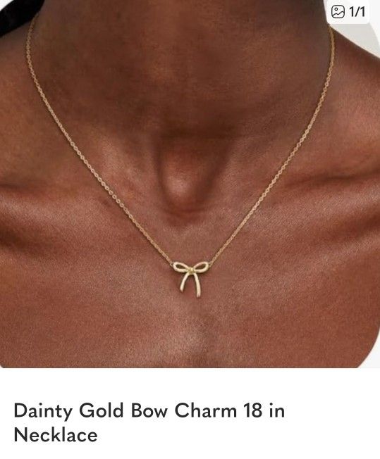 Gold Dainty Bow Pendant W/chain