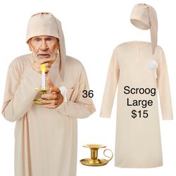 Night Gown Shirt Ebenezer Scrooge Mens Large Christmas