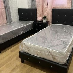 Twin Size Bed Frame With Mattress 2 SETS of Bed With Mattress 