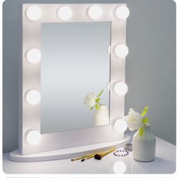 Hollywood Makeup Vanity Mirror Lighted Tabletop Cosmetic Mirror 12 Dimmable Bulb