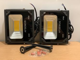 2pck 50W 12-60V DC LED Flood Light 4500K Lighting Warm White IP66 Waterproof