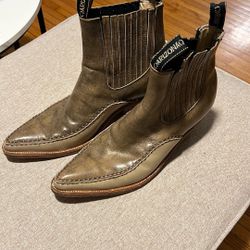 Arizona Leather Cowboy Ankle Boots 9 Men